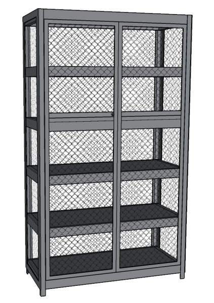 Accesorios para estante sin tornillo con fondo, laterales y puertas de metal desplegado